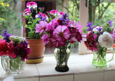 Table vase with flowers from the garden